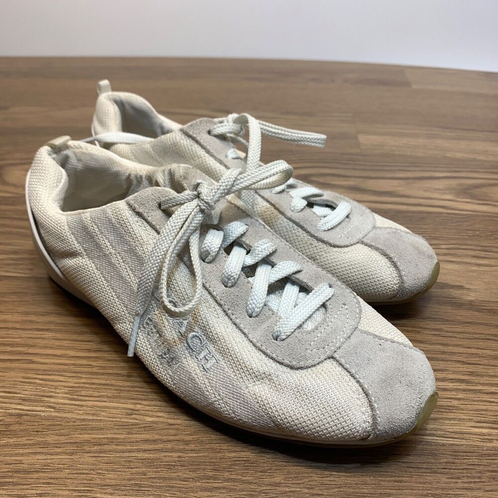 COACH MYLA SNEAKERS Womens Size 7M Mesh/Suede Leather White Athletic Shoes